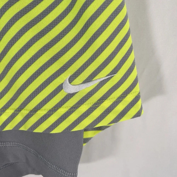 Nike Running Shorts Women's Medium Yellow Striped Elastic Waist Dri-Fit Lined - Picture 3 of 8